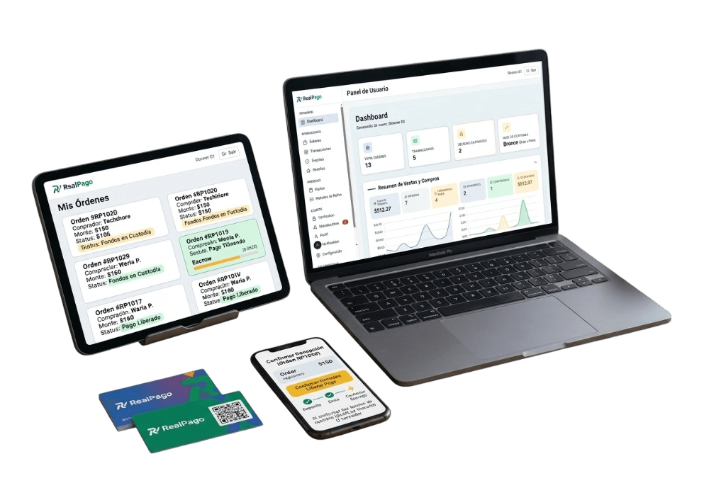 RealPago en laptop, tablet y smartphone